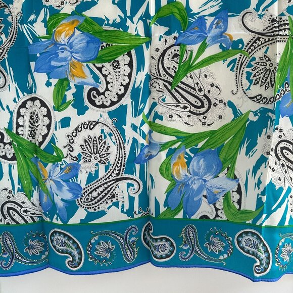 Oscar de la Renta Vintage Silk Floral Scarf 30" 1980s - Picture 4 of 10